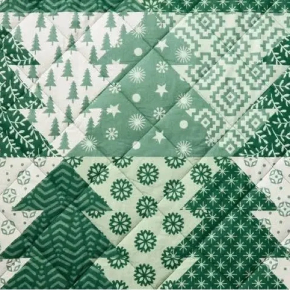 HALLMARK NWT patchwork trees 3pc quilt set -full/queen -green